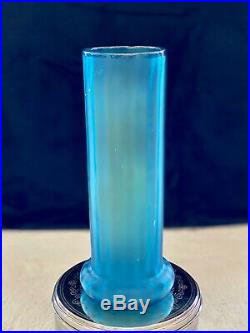 François T. Legras Vase tubulaire en verre soufflé givré émaillée Art Nouveau