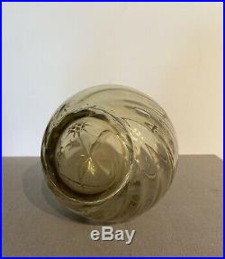 GALLE Superbe vase en verre emaille decor aux Chardons Art Nouveau