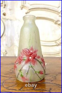 Gabriel Argy-Rousseau Petit Vase En Pate De Verre, Decor De Fleurs Art Nouveau
