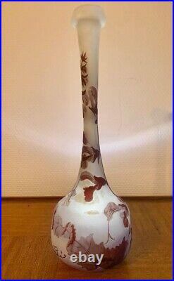 Gallé, Vase Soliflore À Décor Des Orchidées
