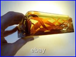 Gallé art nouveau bas de bonbonnière verre dégagé à l'acide n Daum pâte de verre Gallé art nouveau bas de bonbonnière verre dégagé à l'acide n Daum pâte de verre