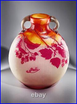 Gallé vase original art nouveau verre