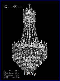 Grand Majestueux Crystal Chandelier avec 6 brûleurs ancien coloris argent