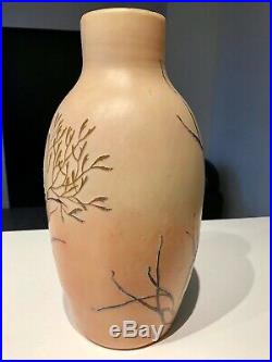 Grand Vase Algues De Legras Japonisant Art Nouveau Pate De Verre Grave A L'acide