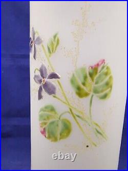 Grand Vase Art Nouveau en verre givré au décor de fleurs émaillées legras