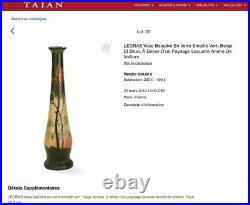 Grand vase balustre verre Art Nouveau Legras