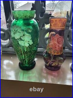 Grand vase verre émaillé Legras décor de pavots art nouveau art déco