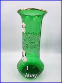 Grand vase verre soufflé émaillé à décor floral de Legras Montjoye Art Nouveau