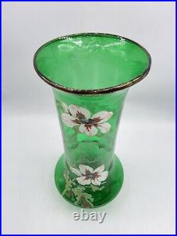 Grand vase verre soufflé émaillé à décor floral de Legras Montjoye Art Nouveau