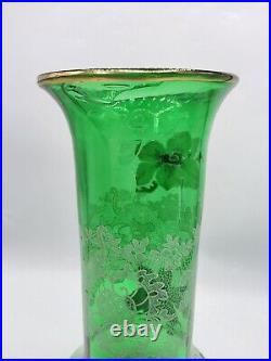 Grand vase verre soufflé émaillé à décor floral de Legras Montjoye Art Nouveau