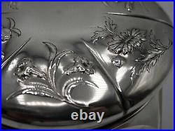 Grande Boite Ronde Argent Massif Et Verre Poincon Minerve Art Nouveau