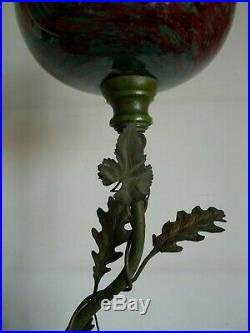 Grande Lampe A Petrole Heron Echassier Epoque Art Nouveau