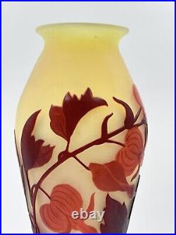 Gros vase pied de lampe Gallé Art Nouveau. Pate de verre