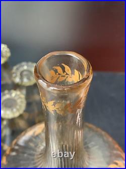 Historique carafe +6 verres Emile Gallé pâte de verre doré vase Art Nouveau 1880