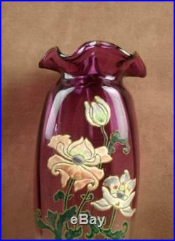Important Vase En Verre Emaillé Art Nouveau Legras
