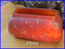 Jardinière Verre Marmoréen Art Nouveau Orange Ancienne Jugendstil