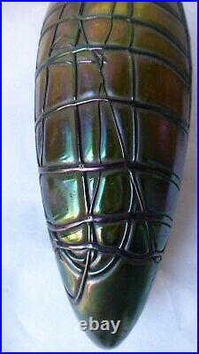 KRALIK. Vase ovoïde. Monture métal patiné. Circa 1900. Période Art-Nouveau. 28 cm