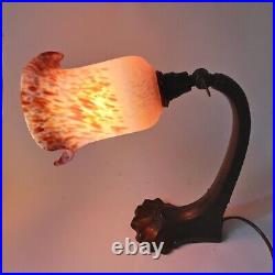 LAMPE ART NOUVEAU Pied métal Style GUIMARD avec PTE de VERRE1900