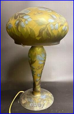 LAMPE CHAMPIGNON PATE DE VERRE GALLE TIP Art Nouveau XXe 45 cm