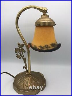 LAMPE De Chevet À Poser TULIPE En Pate De Verre ART De FRANCE 30 Cm