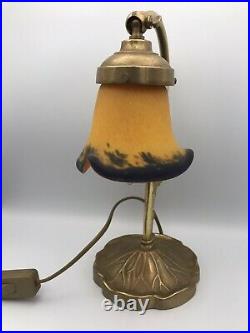 LAMPE De Chevet À Poser TULIPE En Pate De Verre ART De FRANCE 30 Cm