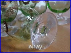 LEGRAS 6 ANCIENS VERRES LIQUEUR APERITIF CRISTAL VERT DORURE ART NOUVEAU 6,5 cm