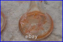 LEGRAS Carafe flacon verre souflée émaillée décor fleurs 19EME LEGRAS Carafe flacon verre souflée émaillée décor fleurs 19EME