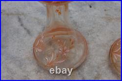 LEGRAS Carafe flacon verre souflée émaillée décor fleurs 19EME LEGRAS Carafe flacon verre souflée émaillée décor fleurs 19EME