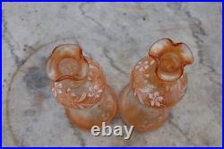 LEGRAS Carafe flacon verre souflée émaillée décor fleurs 19EME LEGRAS Carafe flacon verre souflée émaillée décor fleurs 19EME