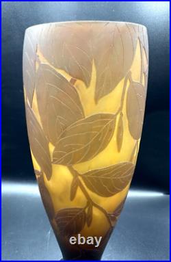 LORRAIN (DAUM) Vase art nouveau verre acide Gallé-Muller-Schneider