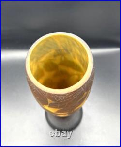 LORRAIN (DAUM) Vase art nouveau verre acide Gallé-Muller-Schneider