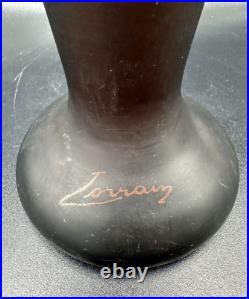 LORRAIN (DAUM) Vase art nouveau verre acide Gallé-Muller-Schneider