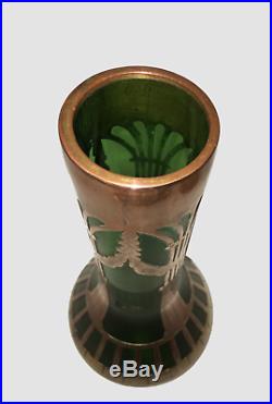 LÖTZ KRALIK, beau vase irisé et cuivre, Sécession Viennoise, 1900 Art Nouveau