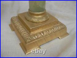 Lampe A Petrole Bronze, Onyx, Verre Emaille, Art Nouveau