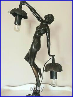 Lampe Art Nouveau en bronze Le Verre Français, Charles Schneider