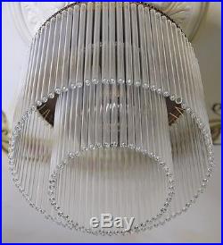 Lampe Art Suspension Deco Antique Belle De Verre Rare Ancien Plafonnier Forme