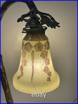 Lampe De Table Bronze Tulipe Pate De Verre Le Verre Français Art Nouveau An1900