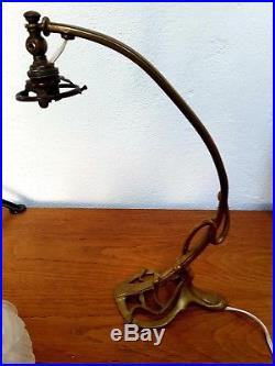 Lampe En Bronze Doré Ajourée Motifs Floraux Tulipe Scneider Travail 1900