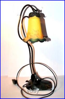 Lampe Style ART NOUVEAU en bronze + tulipe pâte de verre Les Lumières de Nancy