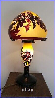 Lampe TIP GALLE Art Déco FLEURS pâte verre signée Art Nouveau? PETIT PRIX! 1