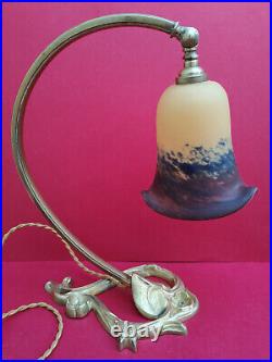 Lampe art nouveau bronze tulipe pâte de verre Jugenstil lamp Good condition