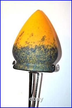 Lampe champignon Style ART NOUVEAU fer forgé et globe obus verre Art de France