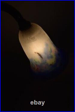 Lampe de bureau, art déco, 1950 tulipe pâte de verre, Muller Frères Lunéville