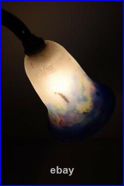 Lampe de bureau, art déco, 1950 tulipe pâte de verre, Muller Frères Lunéville