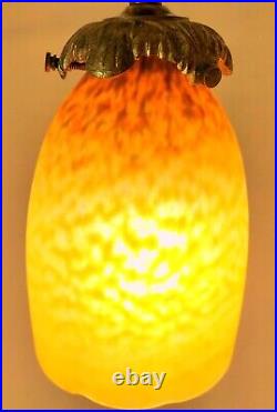 Lampe pied Col de Cygne en bronze abat-jour tulipe pâte de verre A DELATTE NANCY