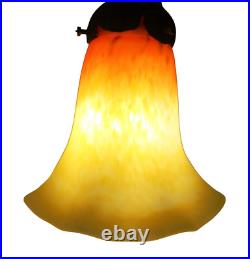 Lampe pied Col de Cygne en fer forgé avec abat-jour en pâte de verre SCHNEIDER