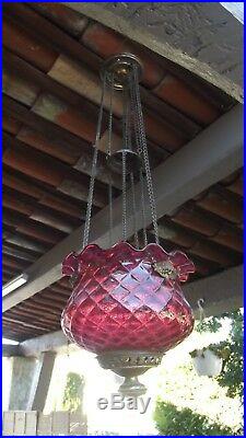 Lanterne suspension monte et baisse En Cristal verre Baccarat 1900 art nouveau
