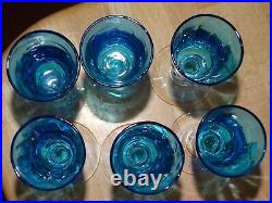 Legras 6 Anciens Verres Liqueur Verrerie Bleu Et Emaille Art Nouveau