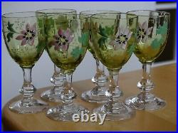 Legras 6 Anciens Verres Liqueur Verrerie Emaille Art Nouveau