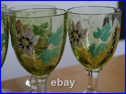 Legras 6 Anciens Verres Liqueur Verrerie Emaille Art Nouveau